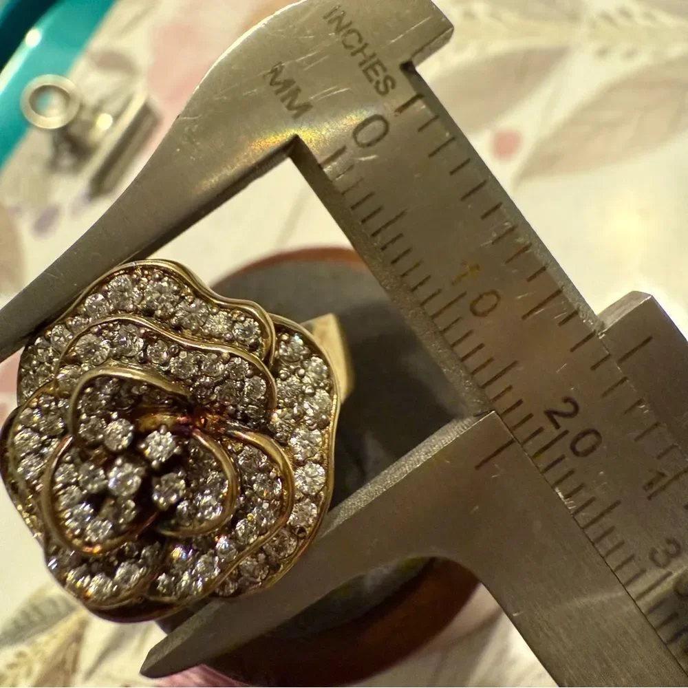 STATEMENT ROSE RING SWAROVSKI STYLE – SIZE 9 💎 - Picture 8 of 15